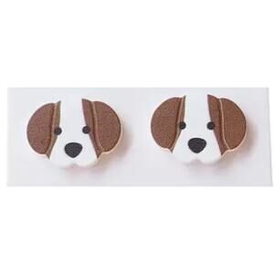 Brown & White Puppy Stud Earrings – Cute Dog Jewelry